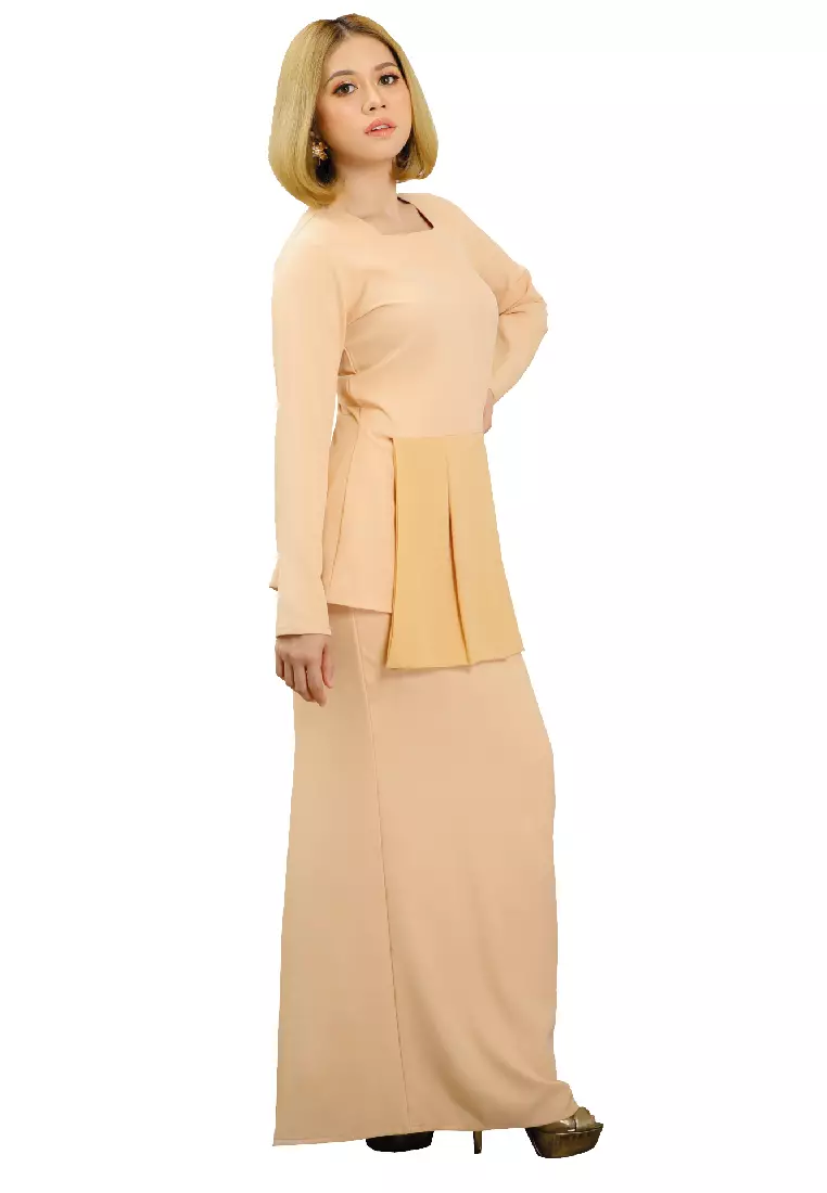 Kurung Modern Modest Fashion Beige Nude Cream