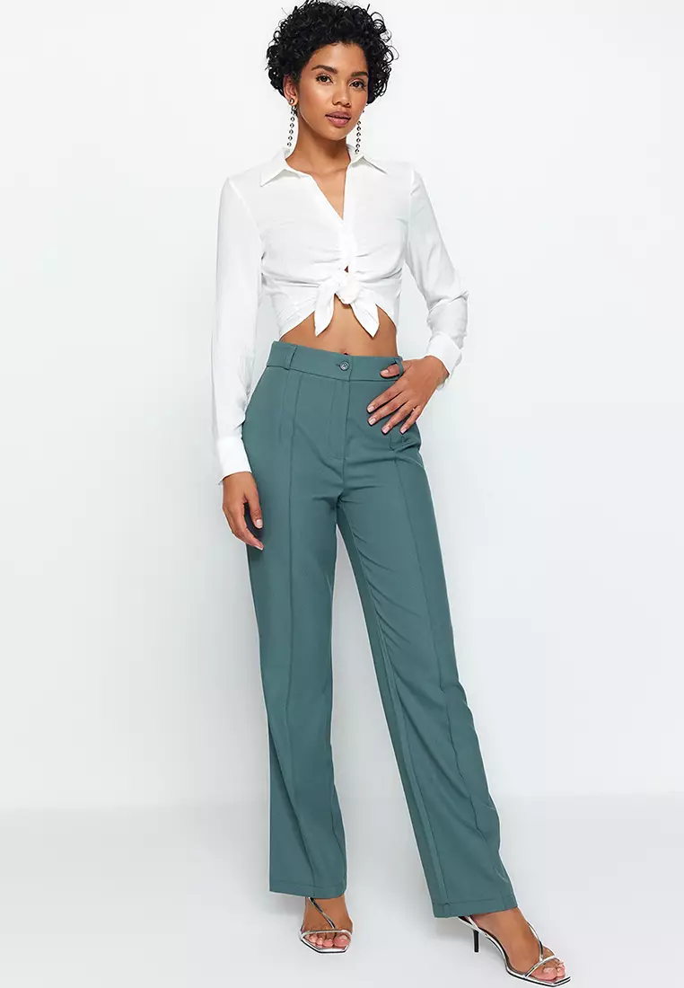 Straight Ribbed Trousers