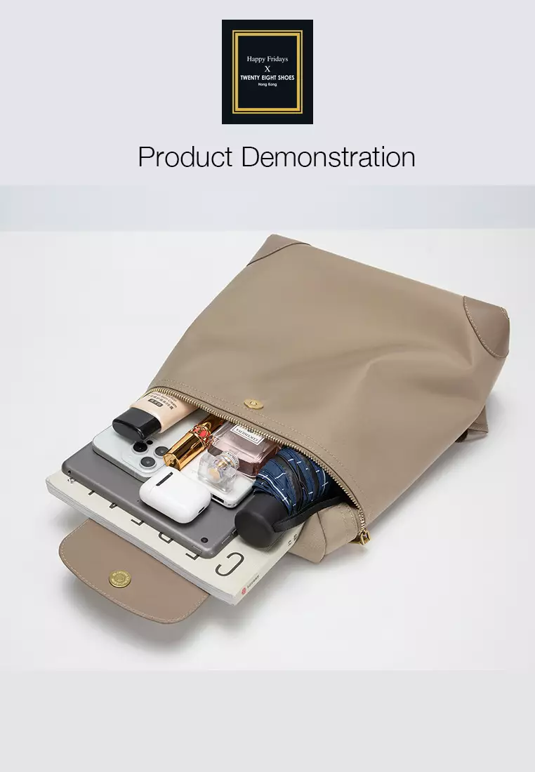 Color Matching Nylon Oxford Patch Faux Leather Backpack (Small Size) JW CL-C9152