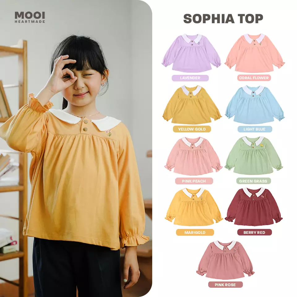 Mooi Atasan Anak Perempuan Sophia Top - Yellow Gold