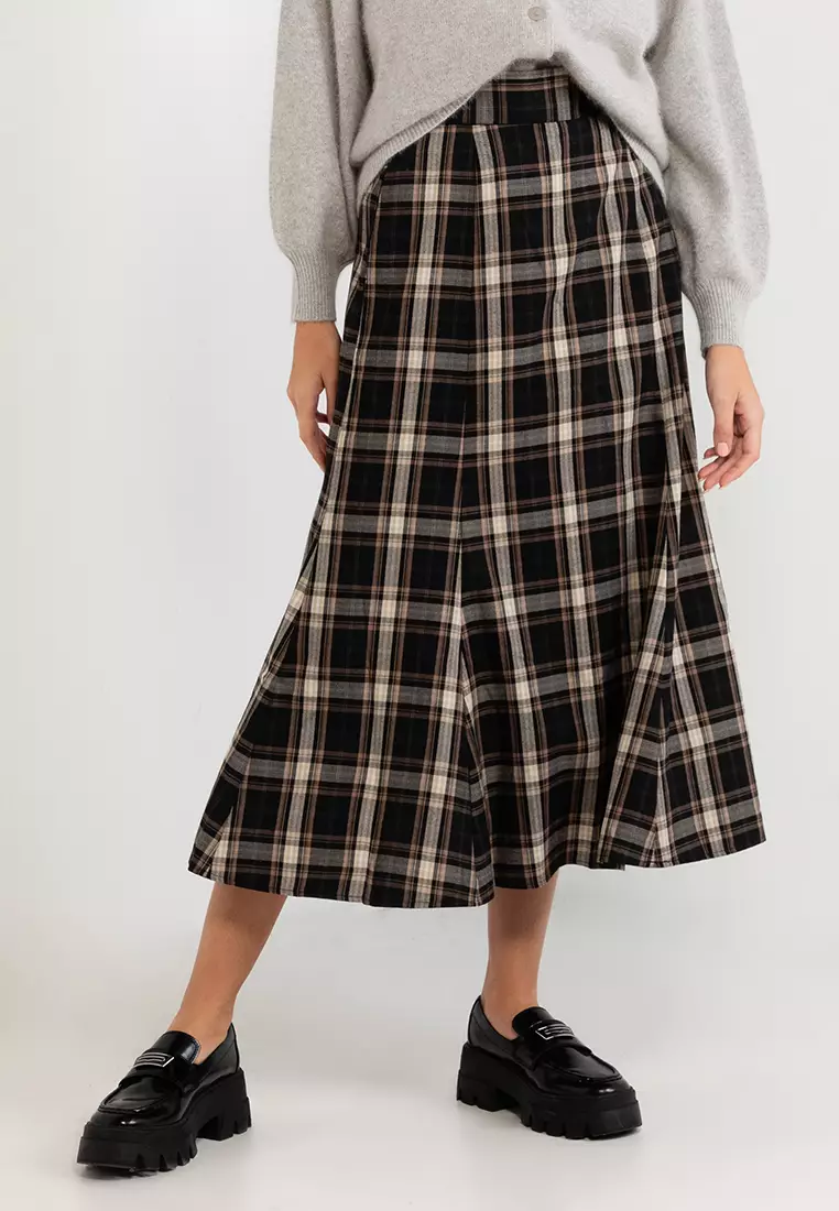 Checkered long skirt malaysia top