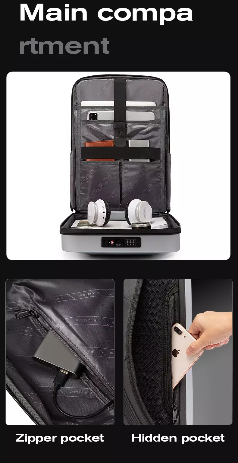 Bange BG7682 Tas Laptop Kerja Ransel Backpack Pria Lock TSA 15.6 Inc - BLACK