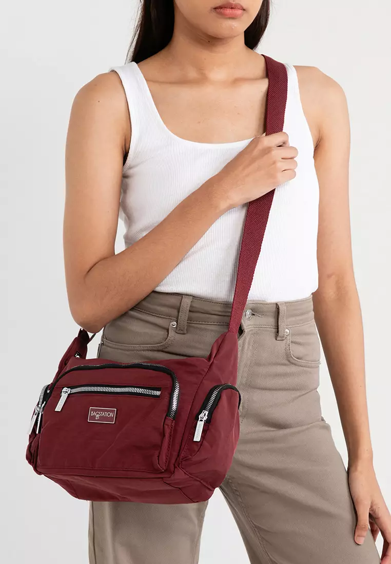 Metallic Series Crinkle Nylon Crossbody Bag