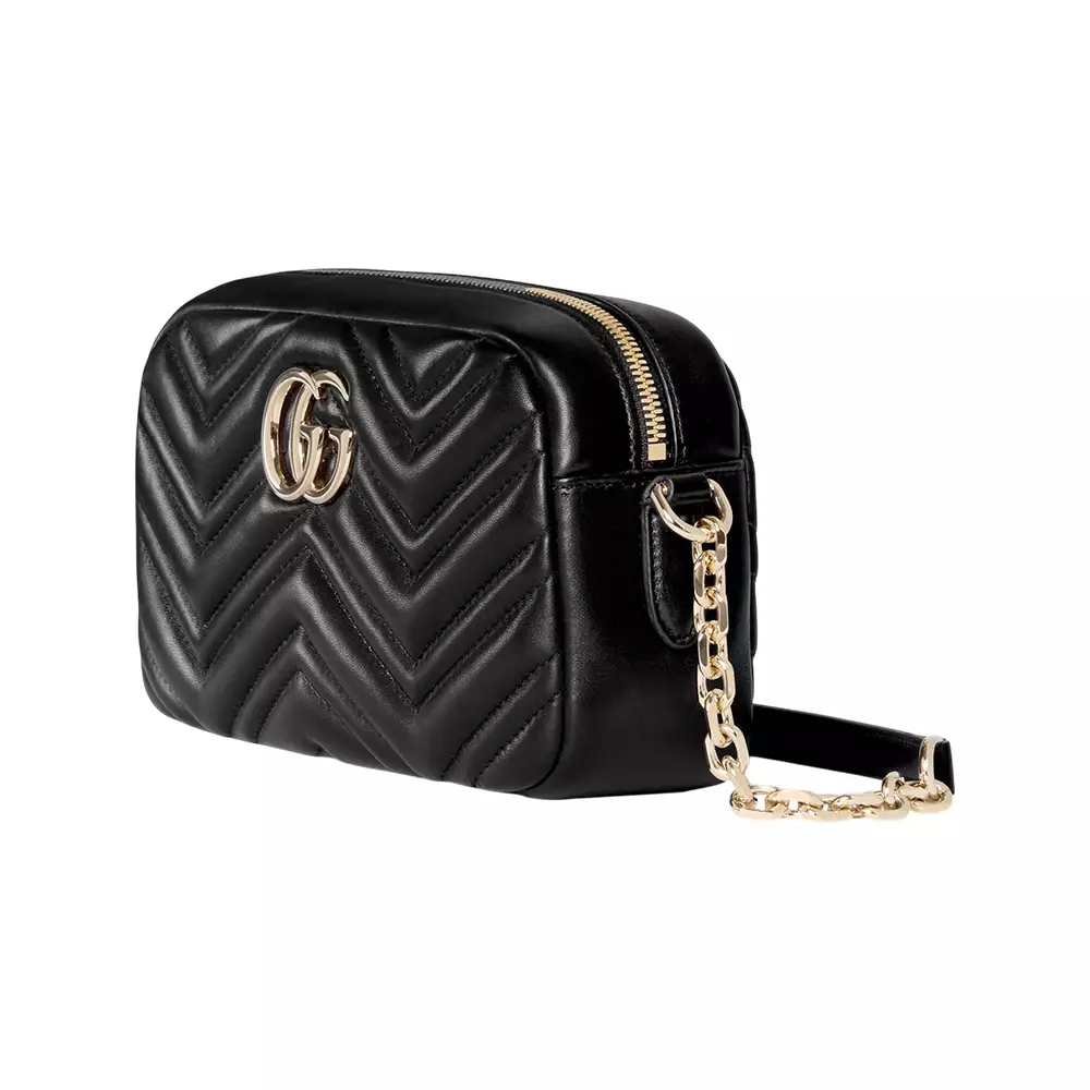 GG Marmont Small Supple Leather Camera Bag Black Lghw