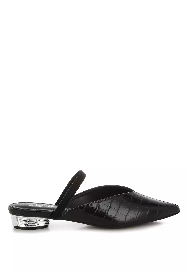 Discount on London Rag  shoes - SKU: Fantasy Heel Croco Mules In Black
