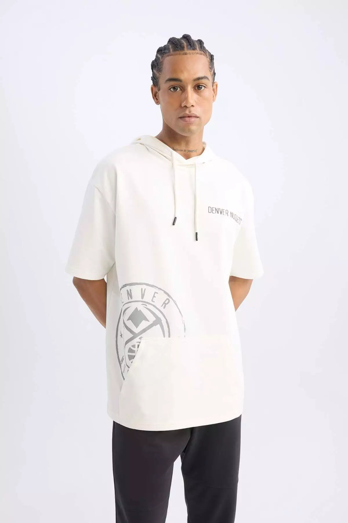 Defactofit Nba Denver Nuggets Oversize Wide Fit Hooded Back Printed Short Sleeve T-Shirt C9250Ax2