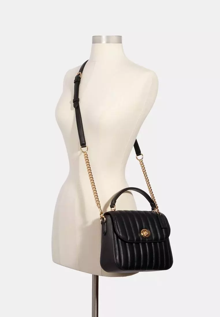 Coach Marlie Top Handle Satchel With Quilting Black