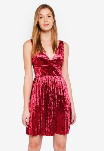 Buy Guess Yvonne V Neck Velvet Mini Dress Online Zalora Malaysia