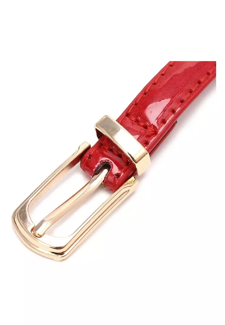 Fern Tali Ikat Pinggang Belt Wanita Material Leather Model Slim ORIGINAL - Red