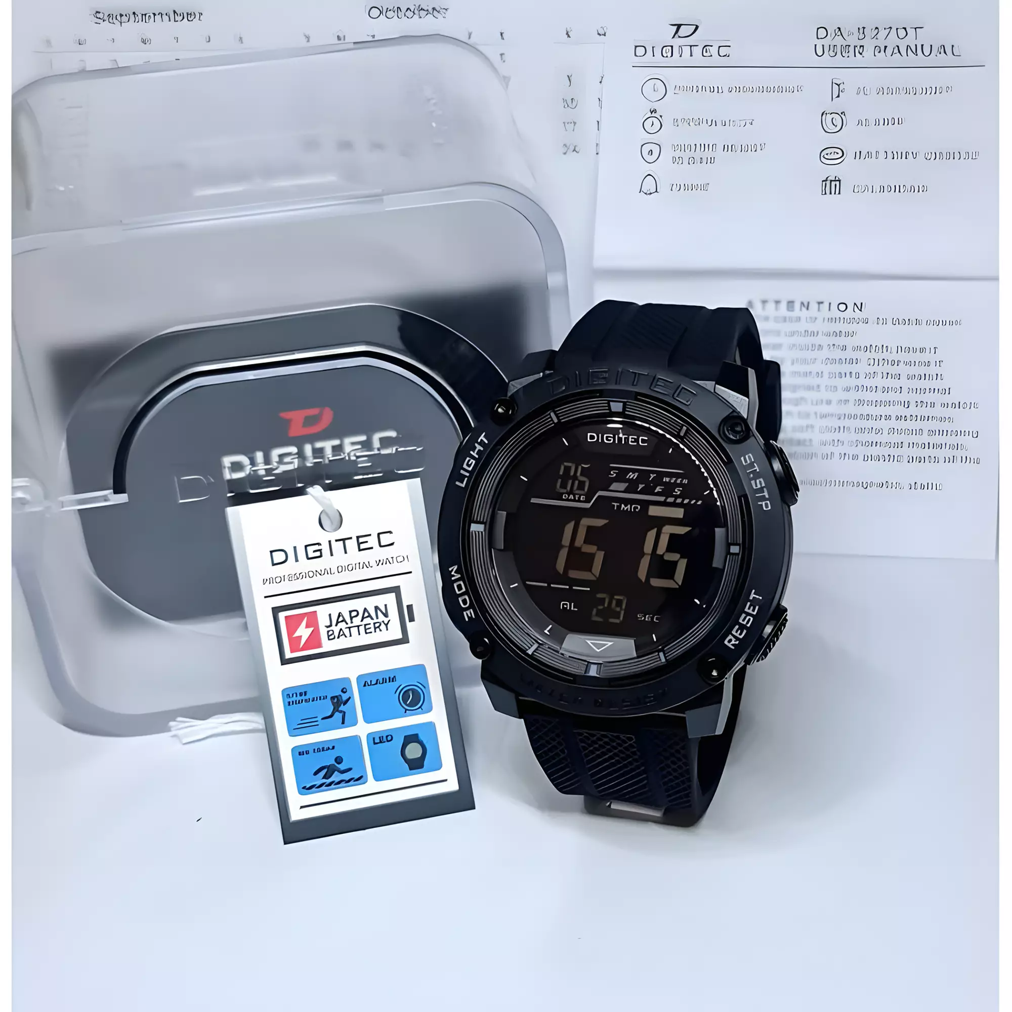 Digitec - Jam Tangan Digital Pria - Black Case - Rubber Strap - DG-5270T BK-4B