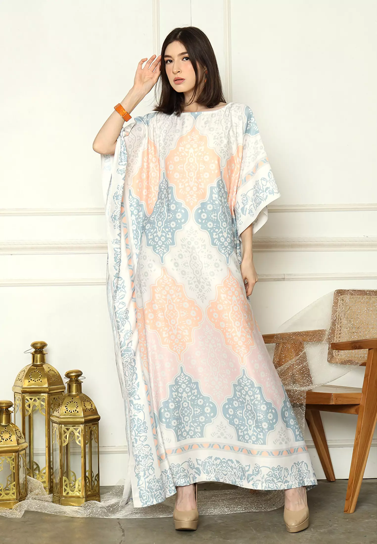 Kanzi Collection Short Sleeve Modern Tiles Kaftan