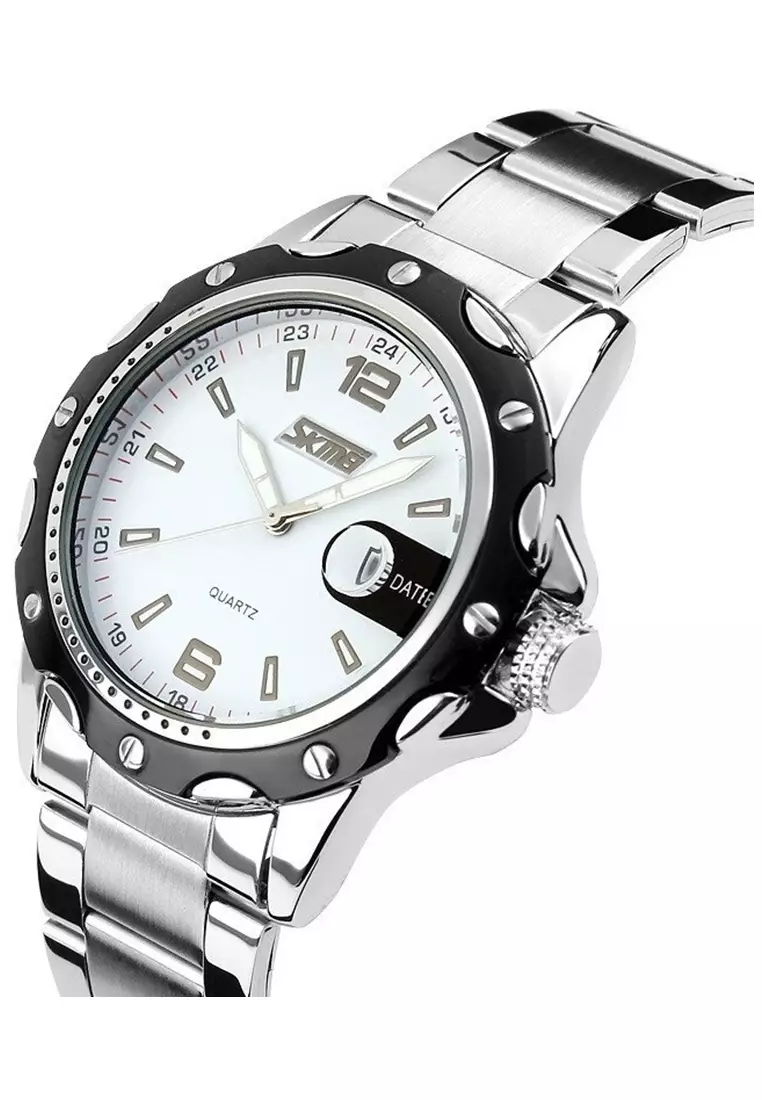 Jam Tangan Kasual Analog Pria Waterproof Strap Tali Material Stainless Steel SS36 ORIGINAL