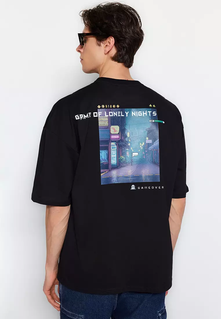 Crew Neck Short Sleeve Game Over Printed T-Shirt