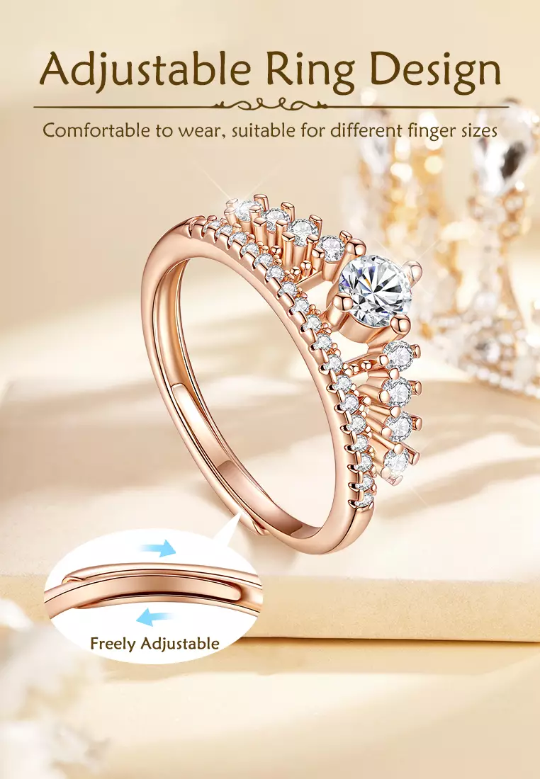 Cincin Wanita Titanium Original Berlian Crown Design Perhiasan Fashion Korea Cincin Cewek Rings Kotak Indah