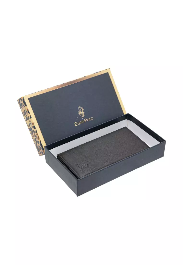 Men's Genuine Leather Bi-Fold Long Coin Wallet for Men EWB 50160