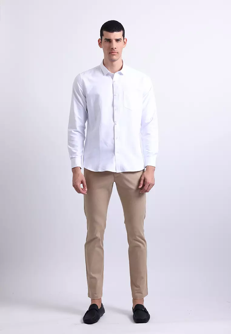 Manzone Kemeja Lengan Panjang Pria Slim Fit Foxy - White