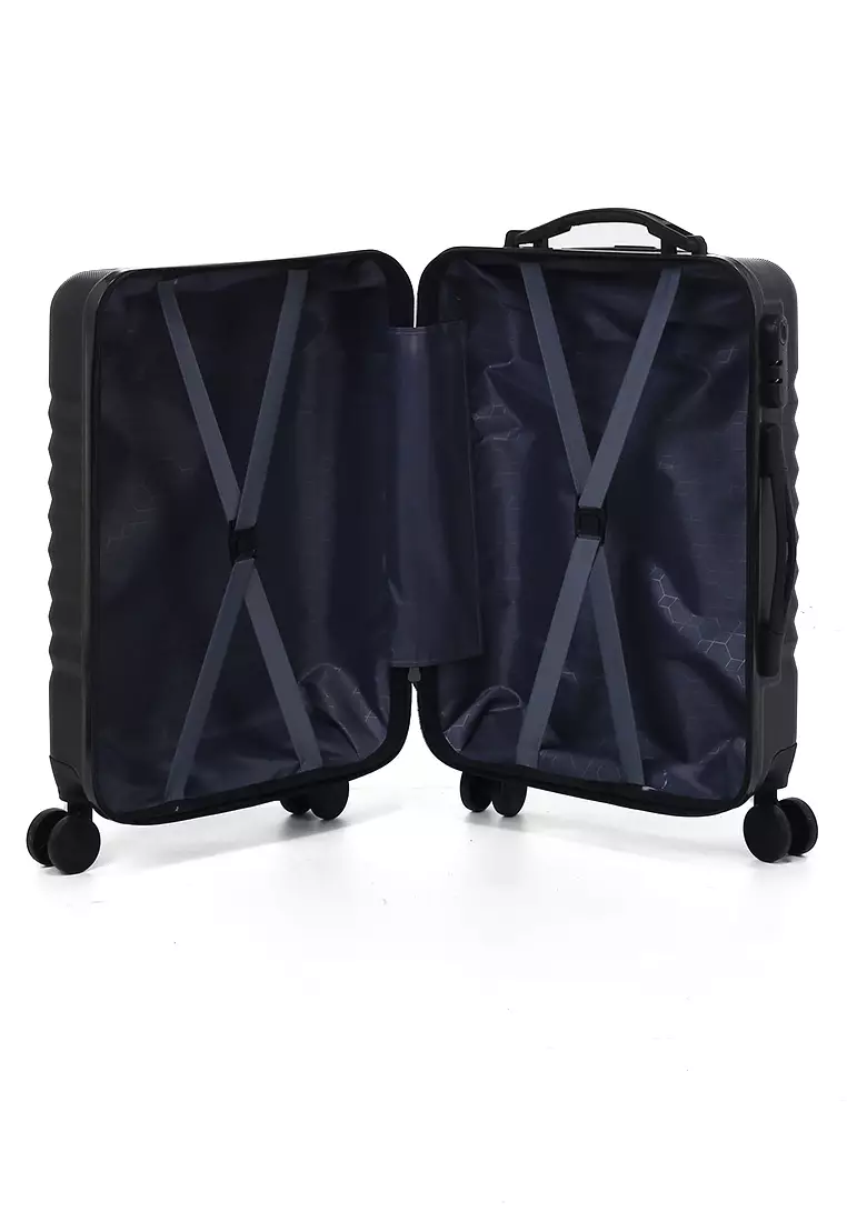 Carlton Koper Unisex Size 20 Inch Travel Bag Large Compartment Kunci Kode Angka Material Fiber ABS ORIGINAL - Black