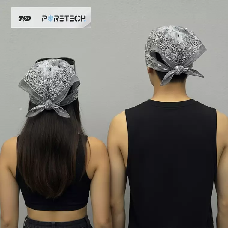 TD ACTIVE Bandana Kalcer Lari Light Grey White Tie Dye PORETECH 52cm x 52cm ABA30