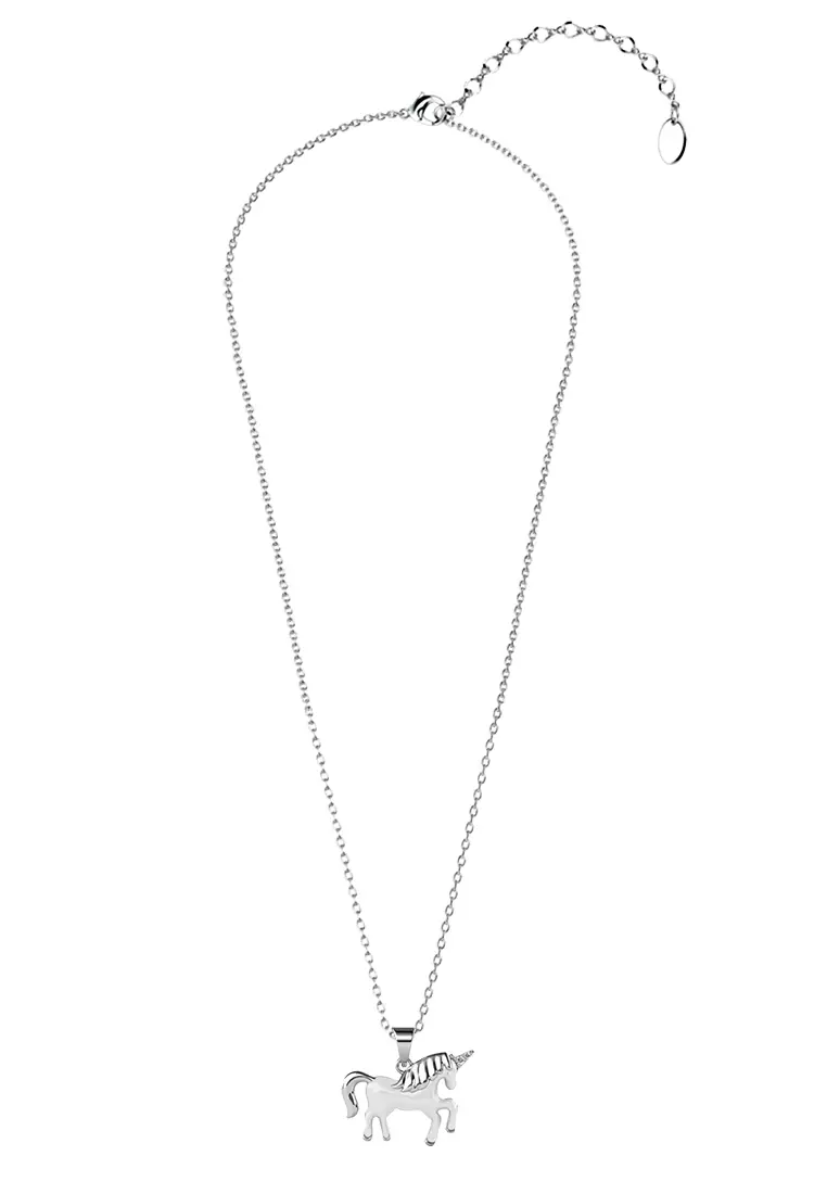 White gold unicorn necklace clearance
