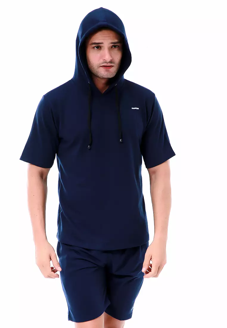 Vincent Setelan Hoodie Pria Sweatshirt Set Casual Motif Polos Material Baby Terry ORIGINAL - Navy