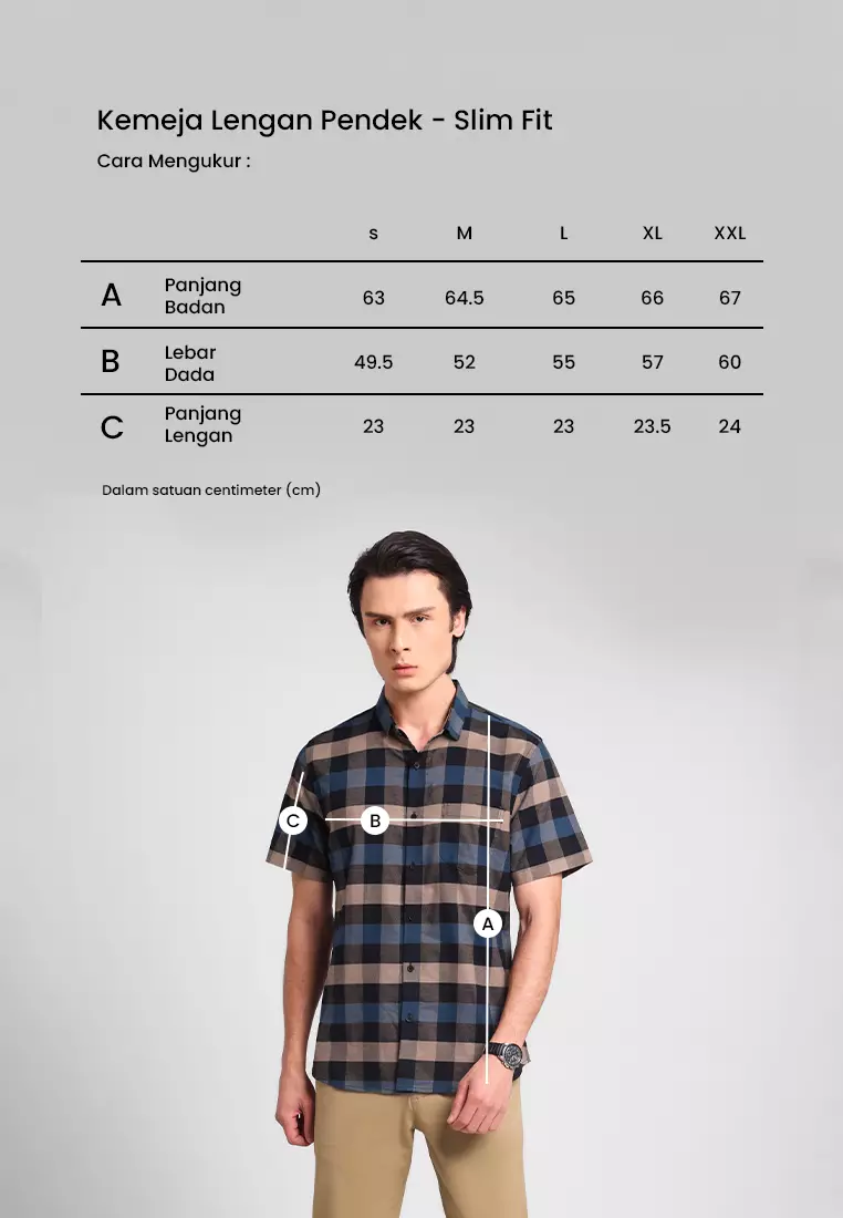 MANZONE - Kemeja Oxford Lengan Pendek Pria Rodrick 05 Slim Fit - Light Brown