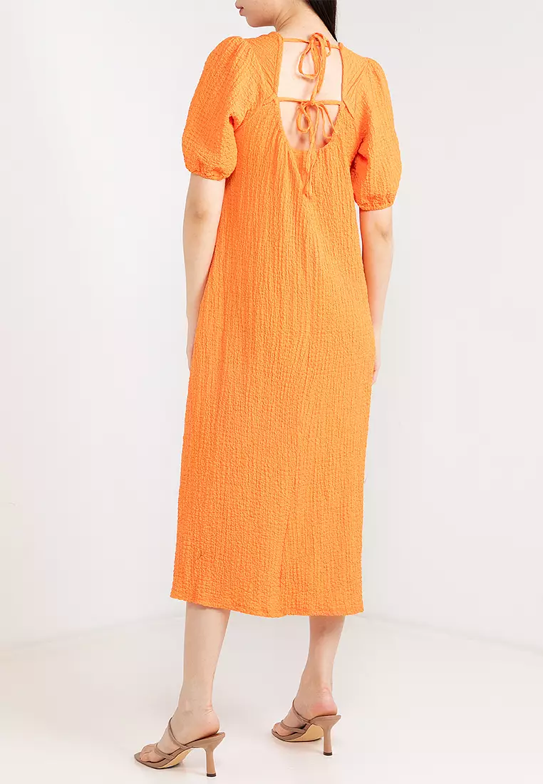 Penni Short Sleeves Open Back Midi Dress