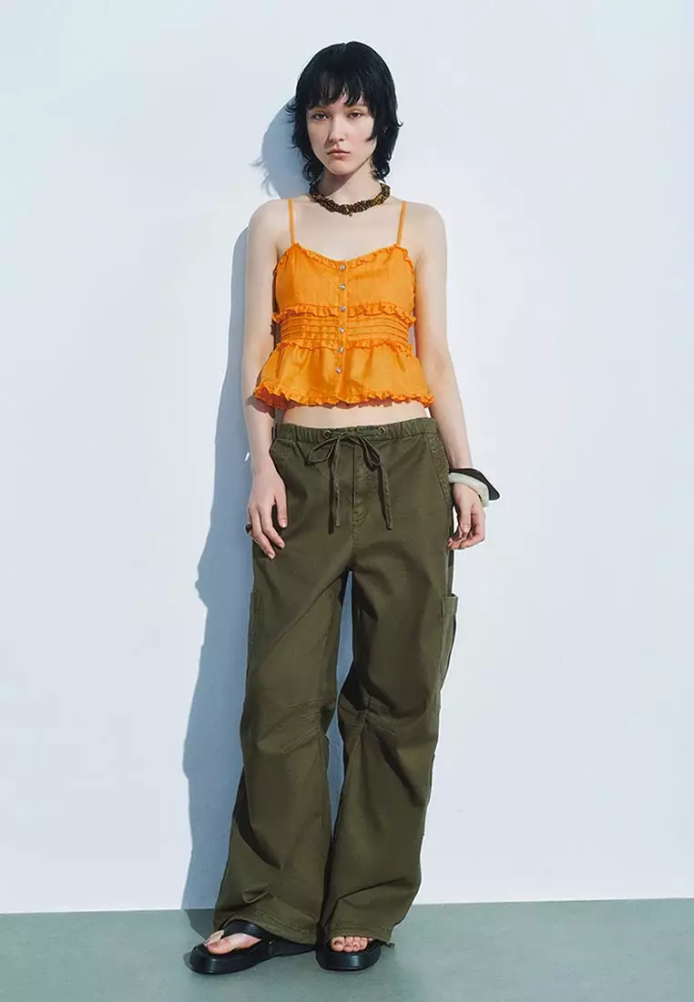 Ruffle Peplum Camisole Crop Top