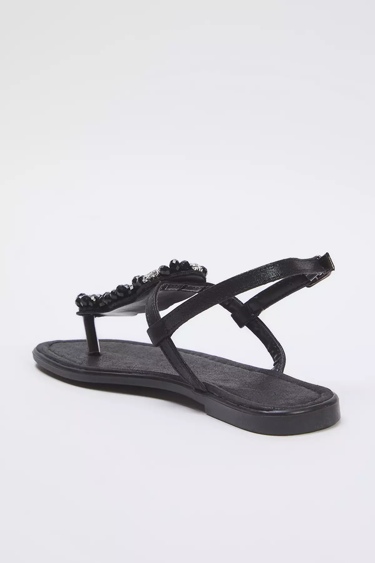 Black Stone Ankle Banded Flip Flops Women Stylish Sandals Takss25Sd00006