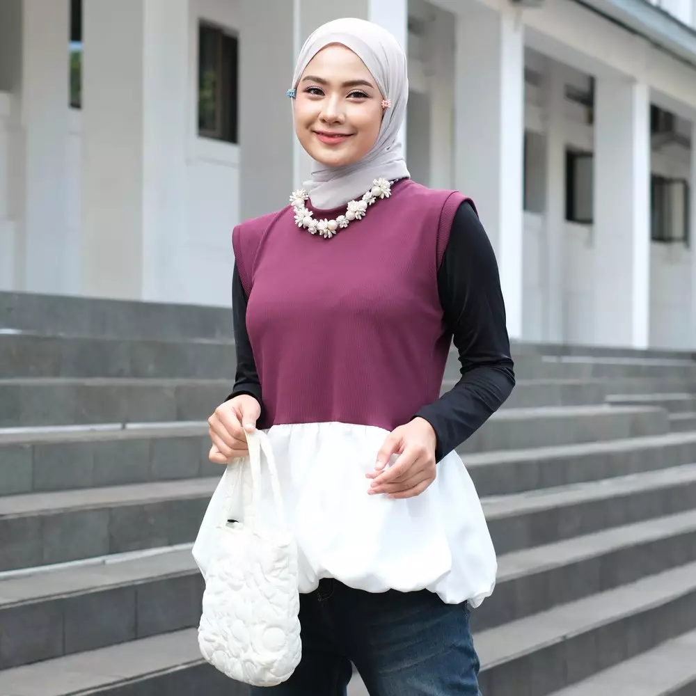 Fhia Balloon Top - Kutung Maroon M19715 R43S6