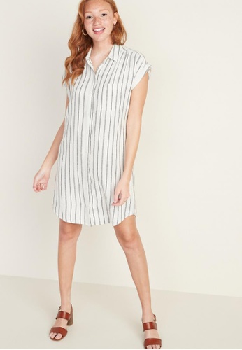 Shop Old Navy Linen Blend Striped Shirt Dress For Women Online On Zalora Philippines