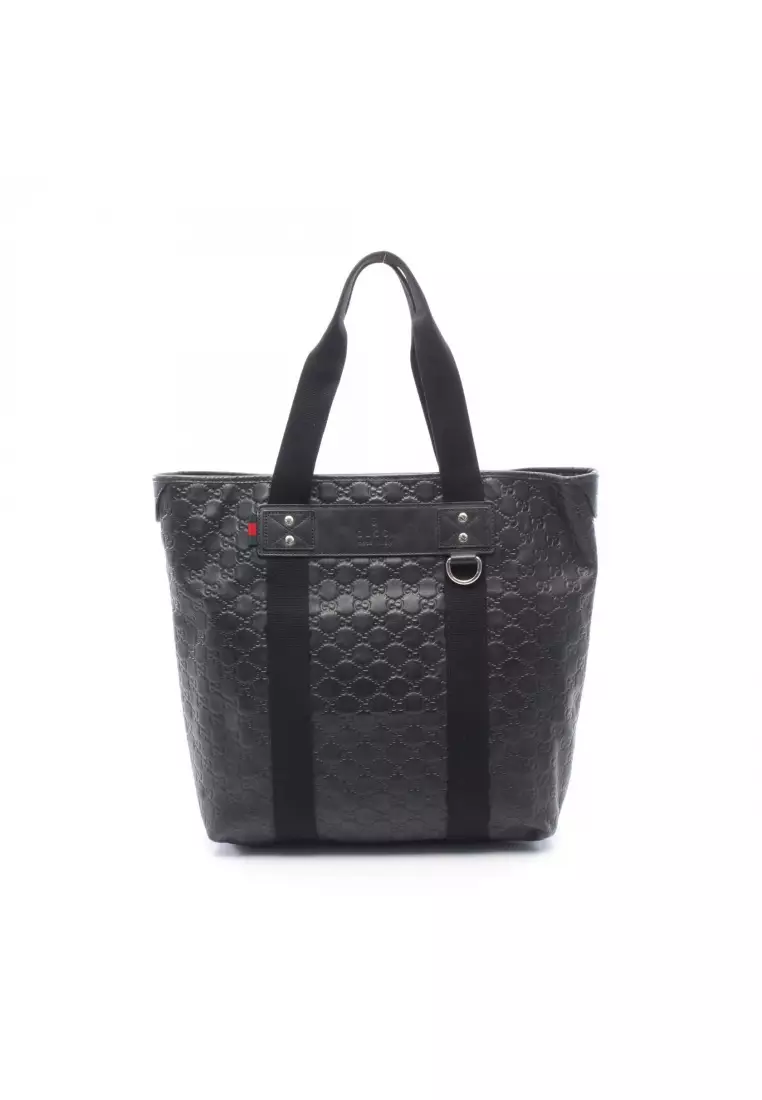 Pre-Loved Gucci gucci sima sherry line Handbag tote bag leather black
