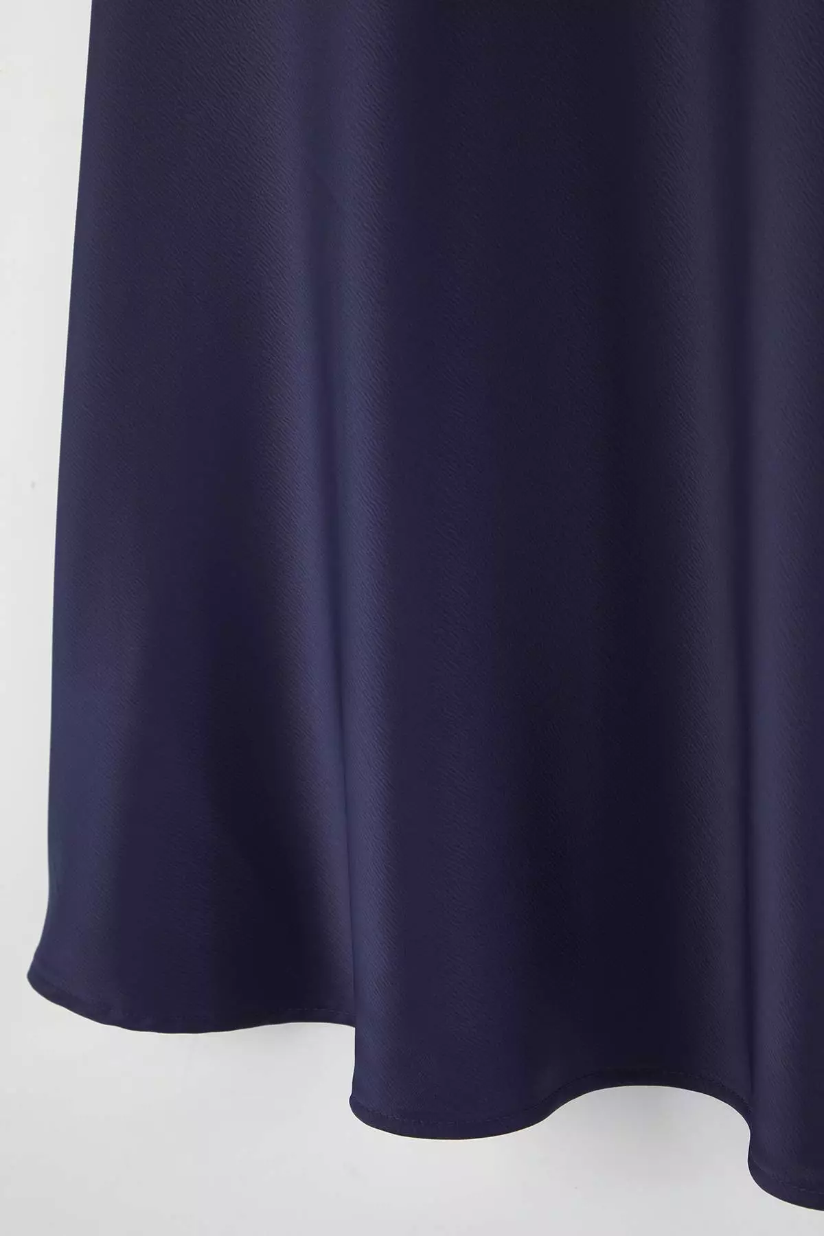Navy Blue Midi Length Satin Woven Plus Size Skirt