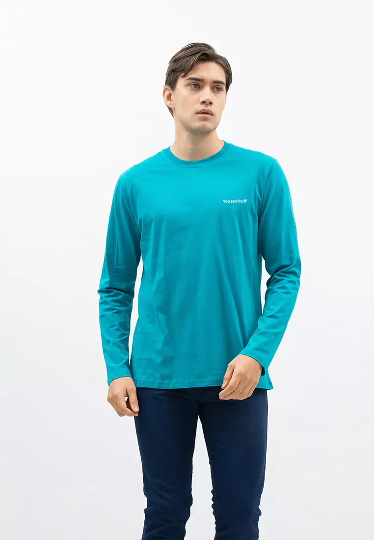 Houseofcuff Kaos Cotton Combed Lengan Panjang Pria Turquoise