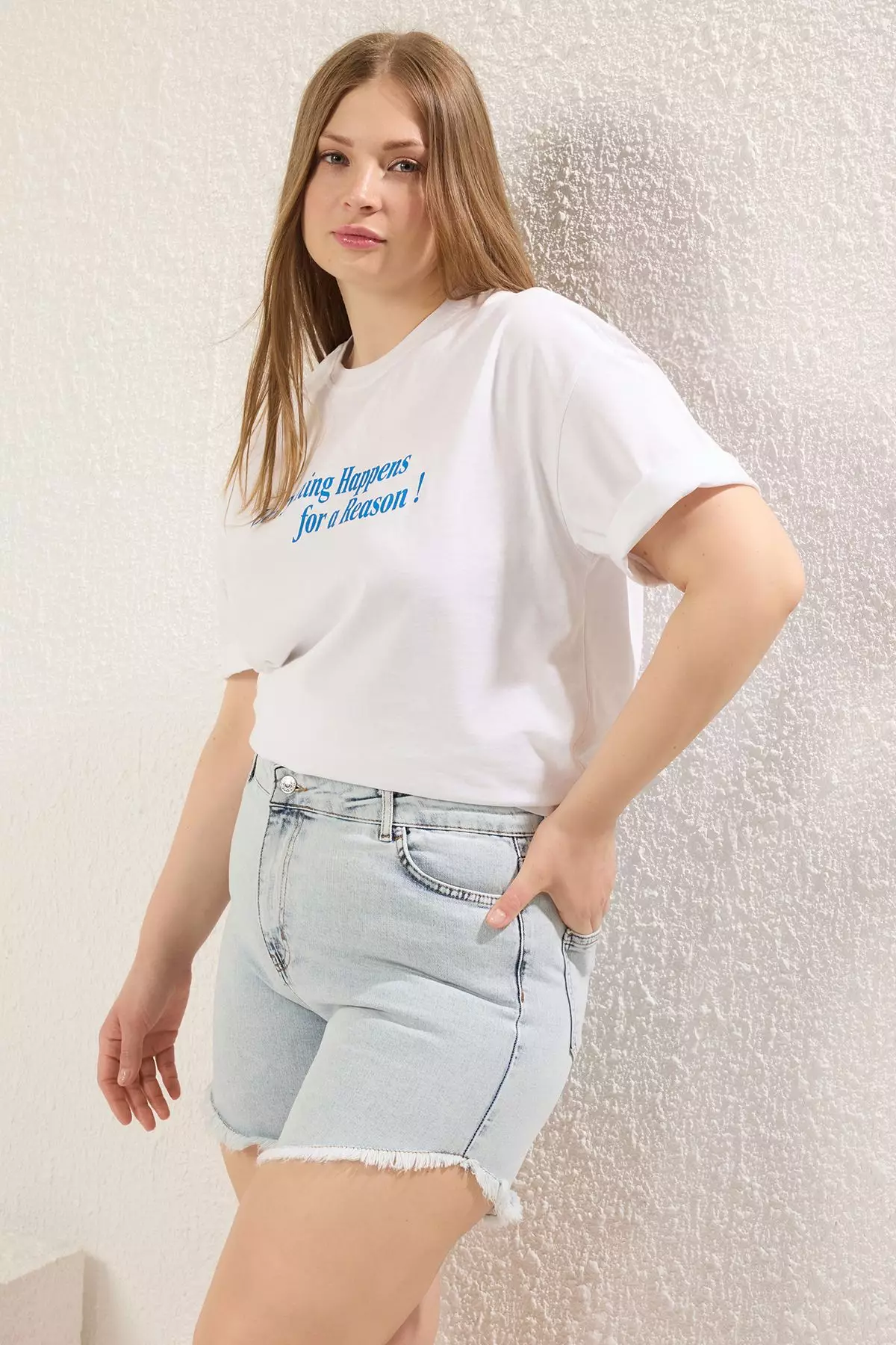 Ice Blue Tasseled Stretchy Skinny Denim Shorts & Bermuda TBBSS23CJ00016