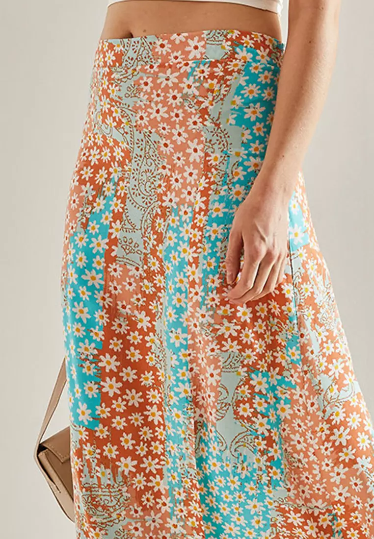 Viscose Slit Midi Skirt