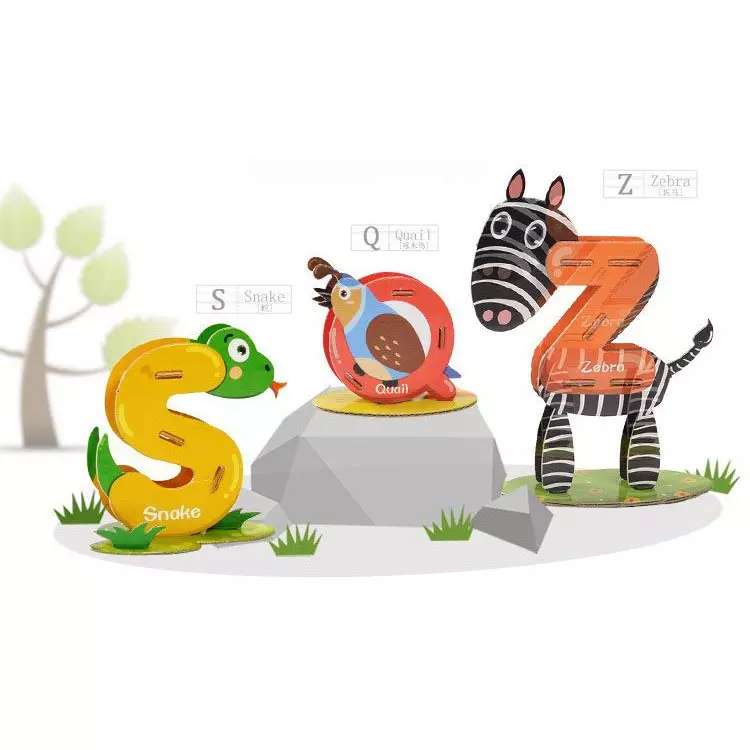 3D Puzzle Mainan Anak Learning Alphabet English Mandarin