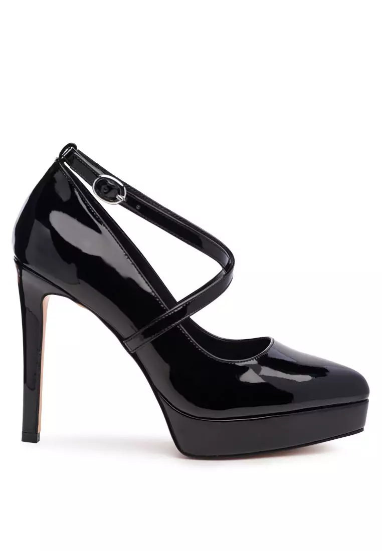 Discount on London Rag  shoes - SKU: Black High Heel Cross Strapped Stiletto Sandal