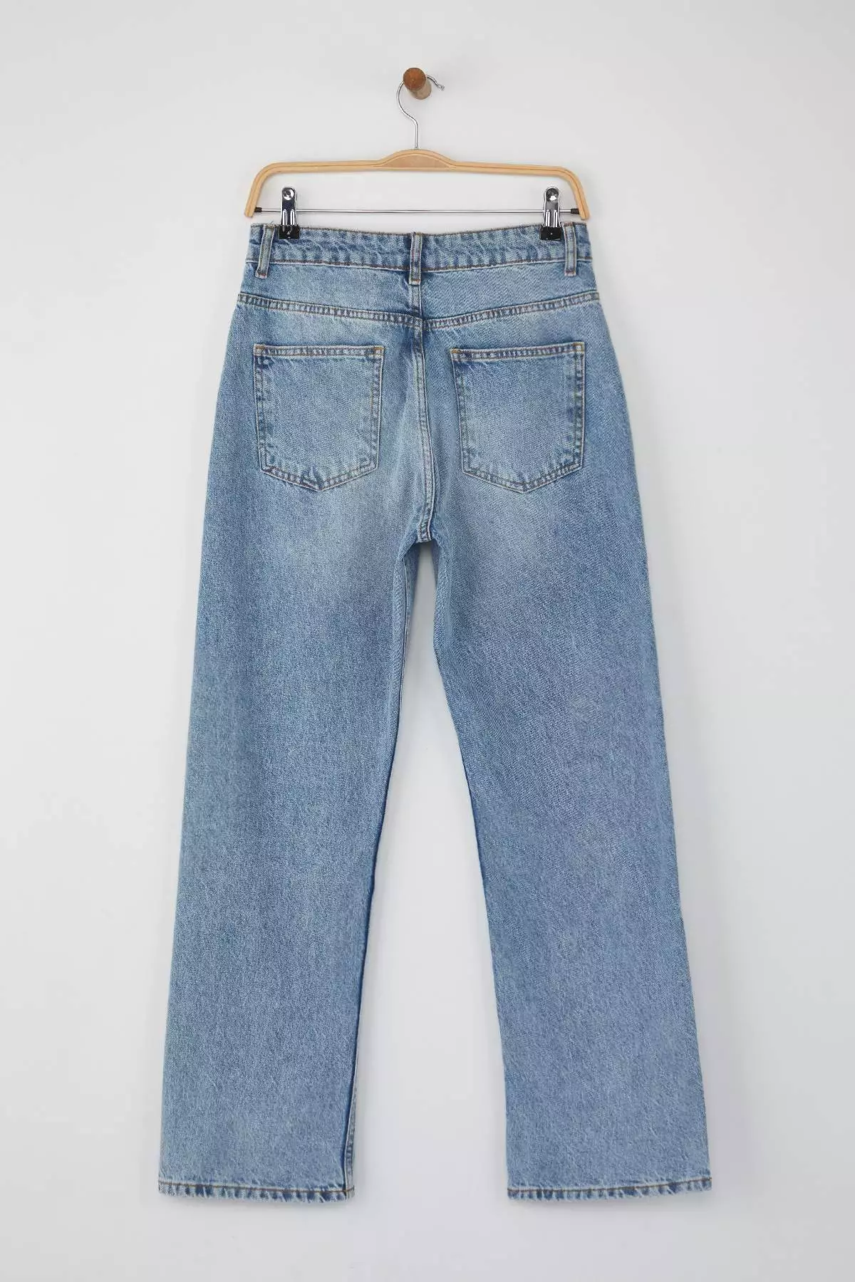 Light Blue High Waist Relaxed Straight Cut Straight Leg Jeans Twoaw26Je00063