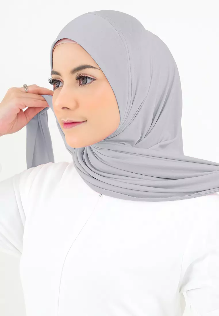 Cotton Bee - Syahira Segitiga Instan | Hijab Jersey | Kerudung Instan - Lava Grey