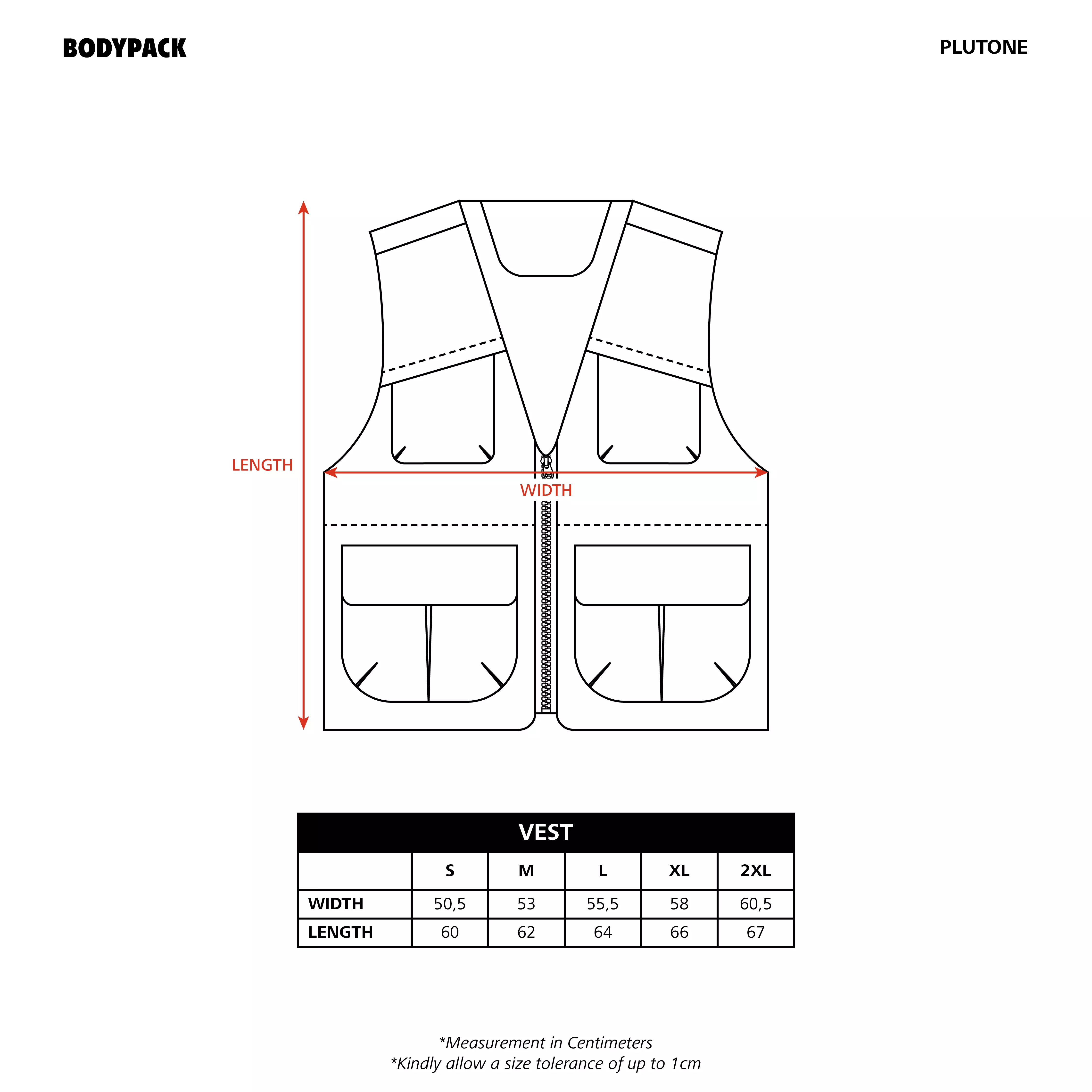 Plutone Vest Jacket Rompi Outer Travel Harian Fungsional Harian - Hitam