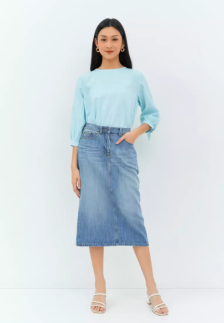 Gita Midi Medium Blue Skirt (G.2301)