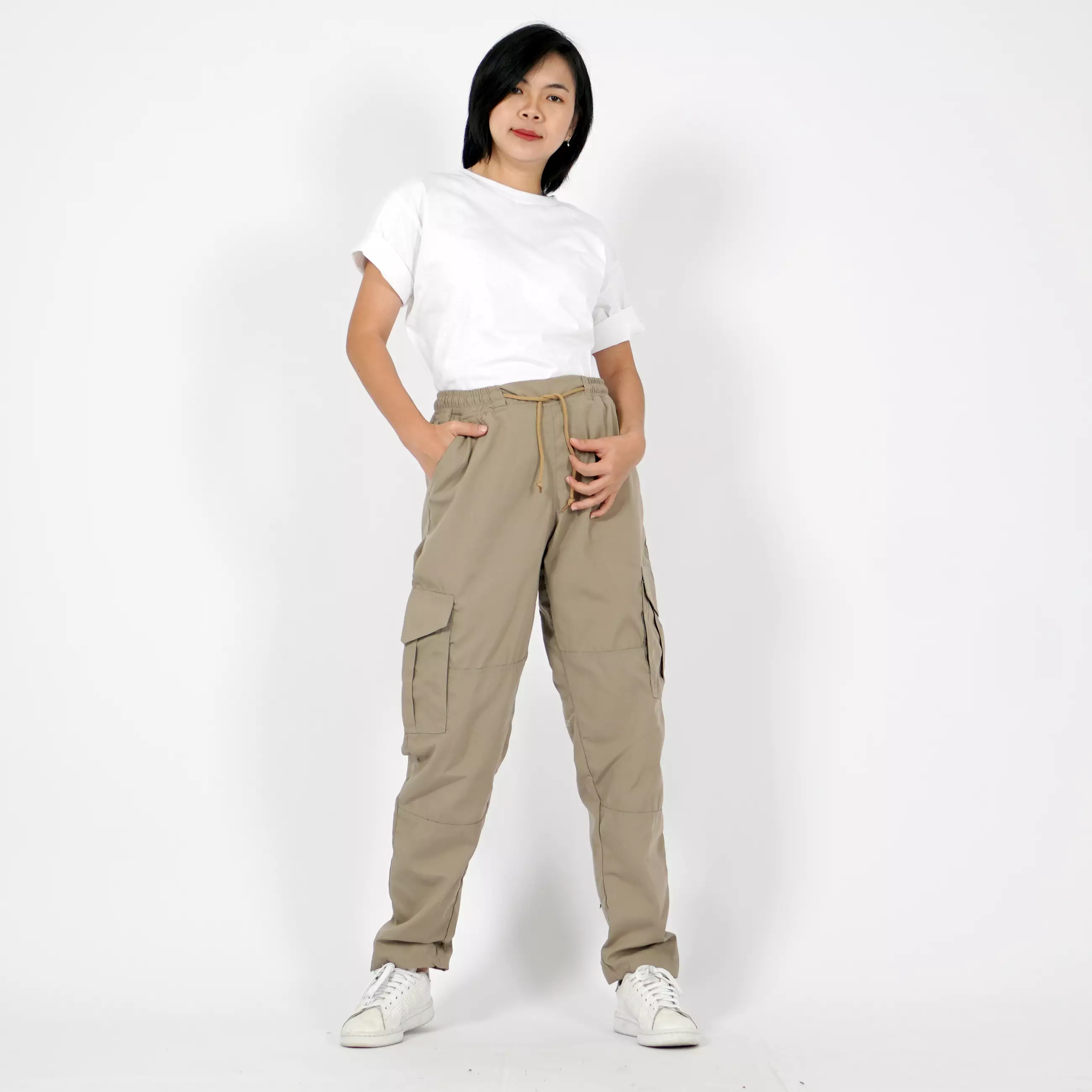 DESSY Cargo Pants Wanita Celana Cargo Earth Tone Celana Kargo Tactical Pants - BEIGE