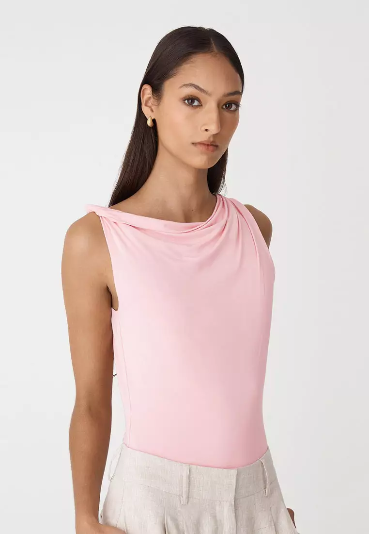 Cici Bamboo Twist Shoulder Top