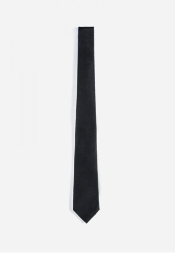 素色斜紋質感領帶-05159-黑色, esprit 品牌飾品配件, 領帶
