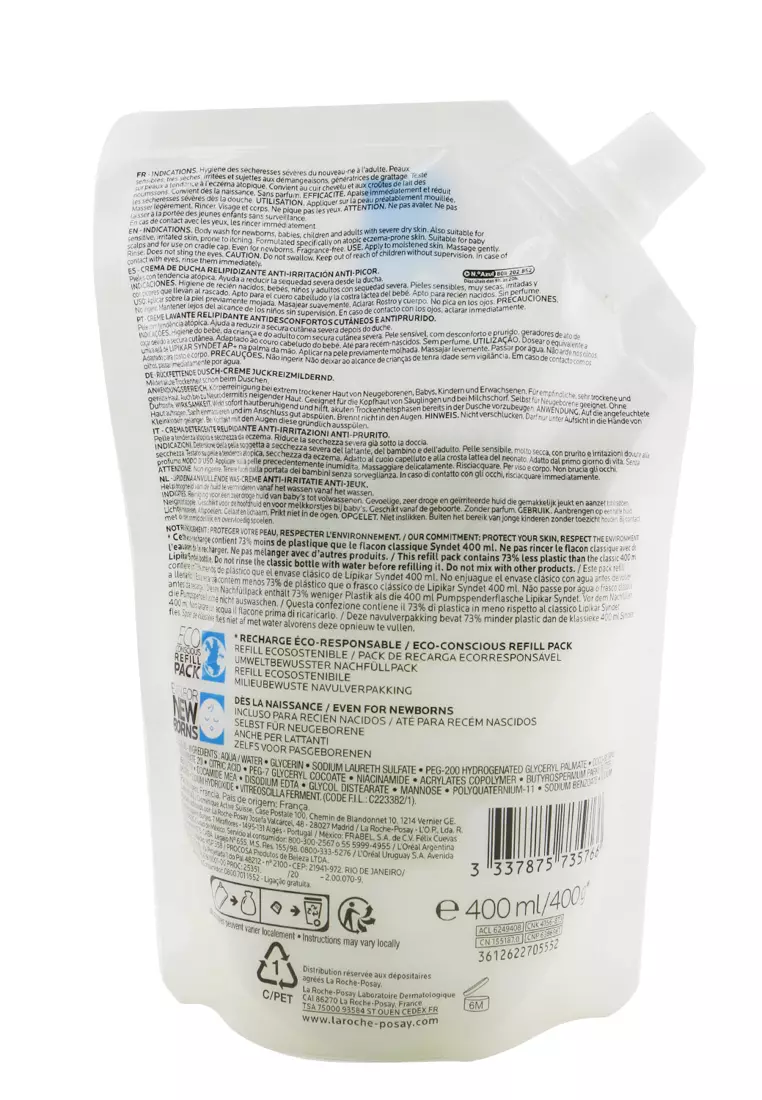La Roche Posay - Lipikar Syndet Ap+ Lipid Replenishing Cream Wash Eco-Refill 400ml/13.3oz