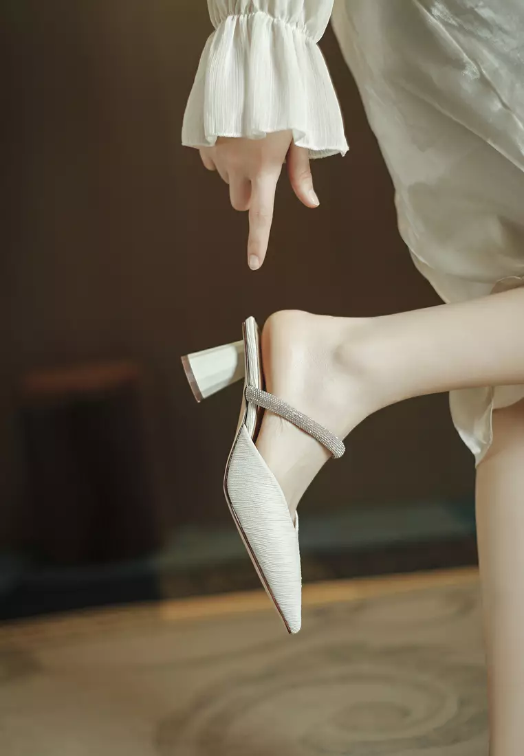 6CM Rhinestone Strap Mule Heel TE726-29