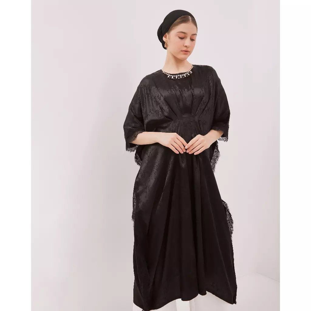 Urban Exchange Kaftan Nadine Black - Abaya Lebaran Wanita Long Dress Premium