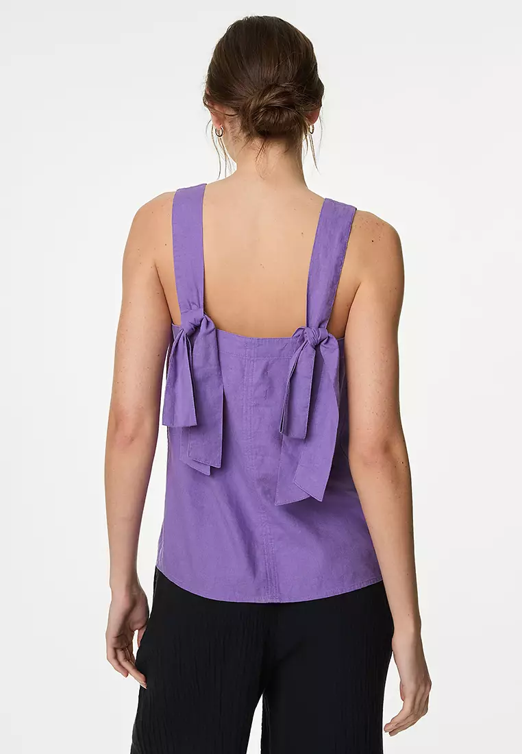 Linen Rich Square Neck Tank Top