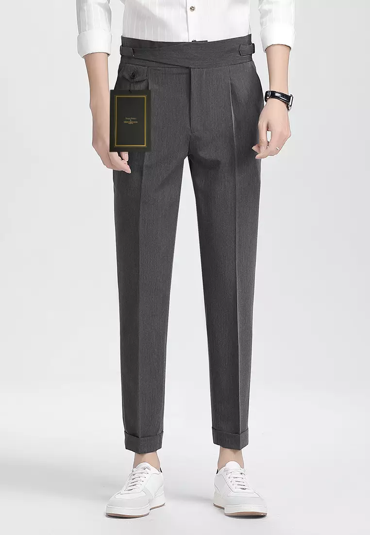 slim fit dress slacks Cropped Smart Suit Trousers in Relax-Fit