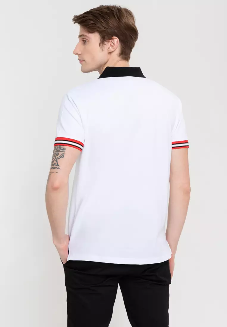 Topman monogram polo with contrast collar in navy - part of a set